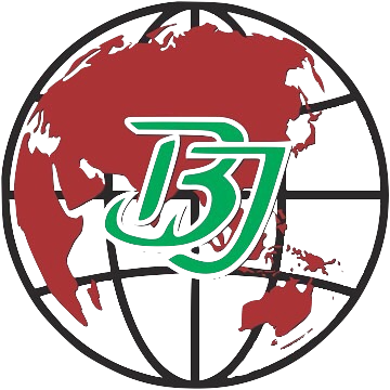BJ International Logo. "BJ" inside the globe